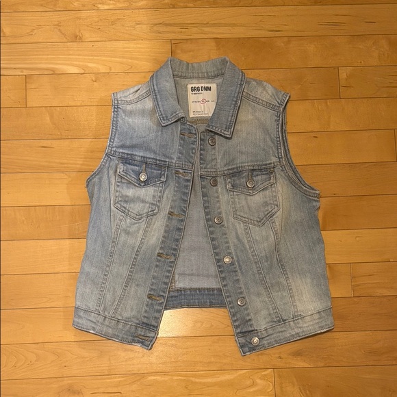 Garage Light Blue Sleeveless Denim Vest - Picture 1 of 5